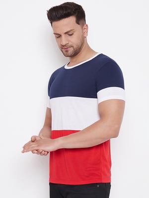 multi colored color block cut & sew t-shirt - 17669501 - Standard Image - 2