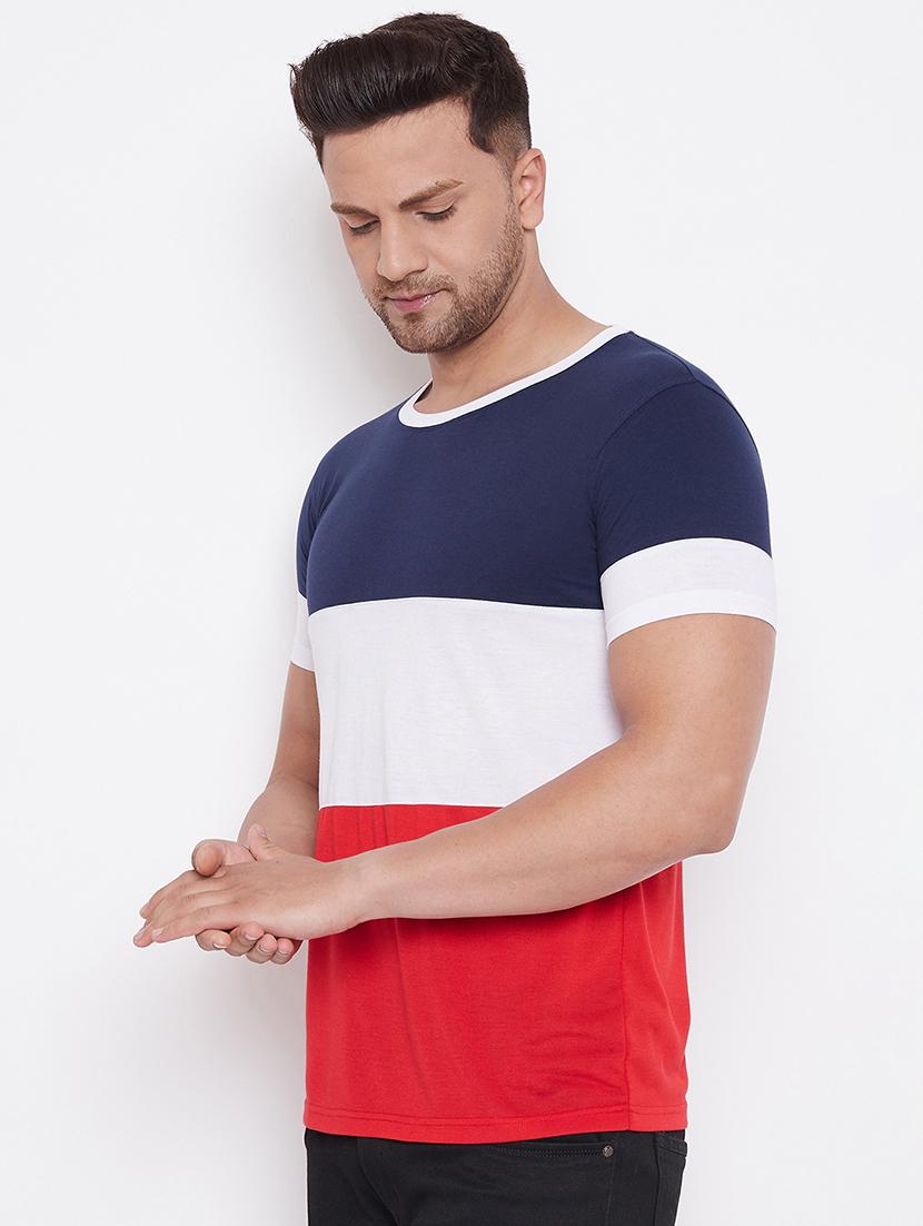 multi colored color block cut & sew t-shirt - 17669501 - Zoom Image - 2