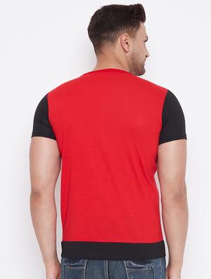 red color block cut & sew t-shirt - 17669502 - Standard Image - 3