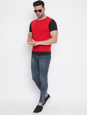 red color block cut & sew t-shirt - 17669502 - Standard Image - 4