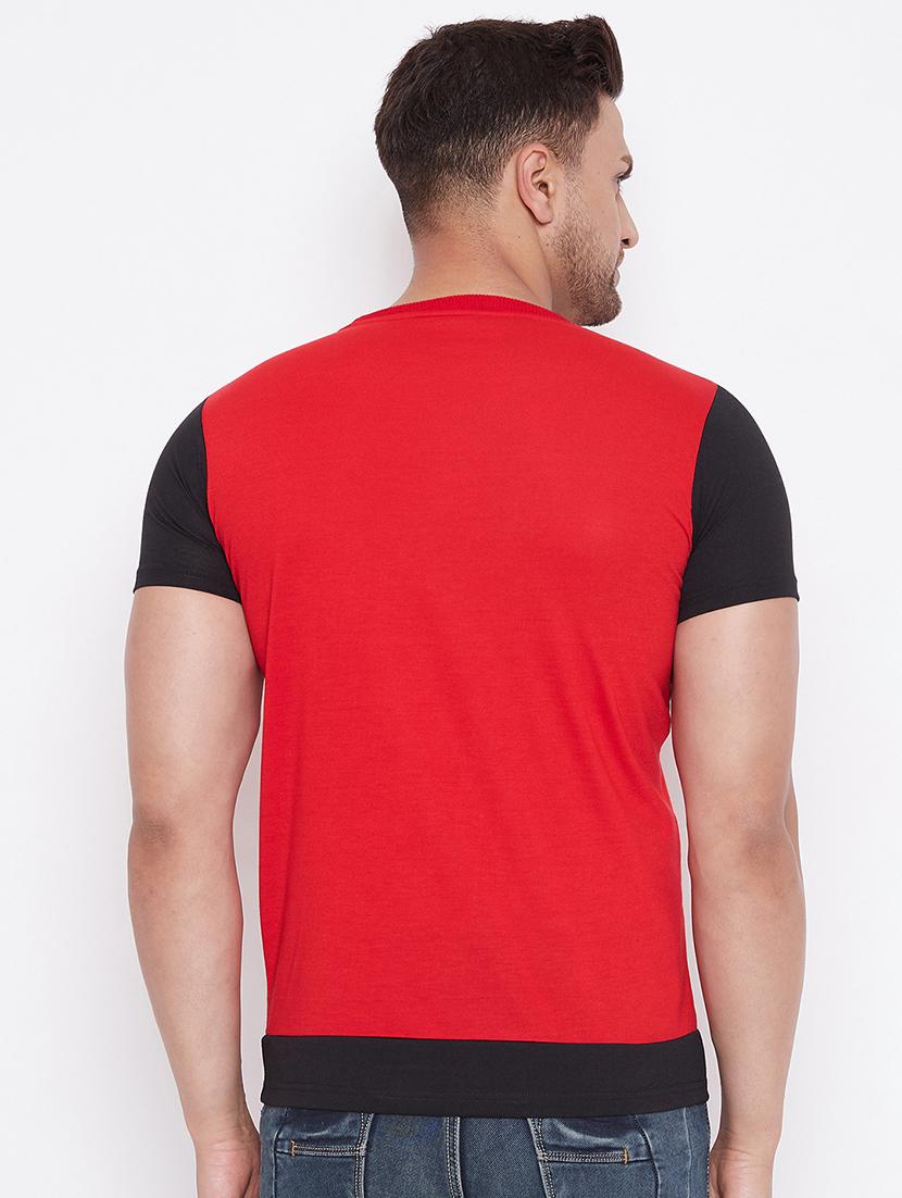 red color block cut & sew t-shirt - 17669502 - Zoom Image - 3