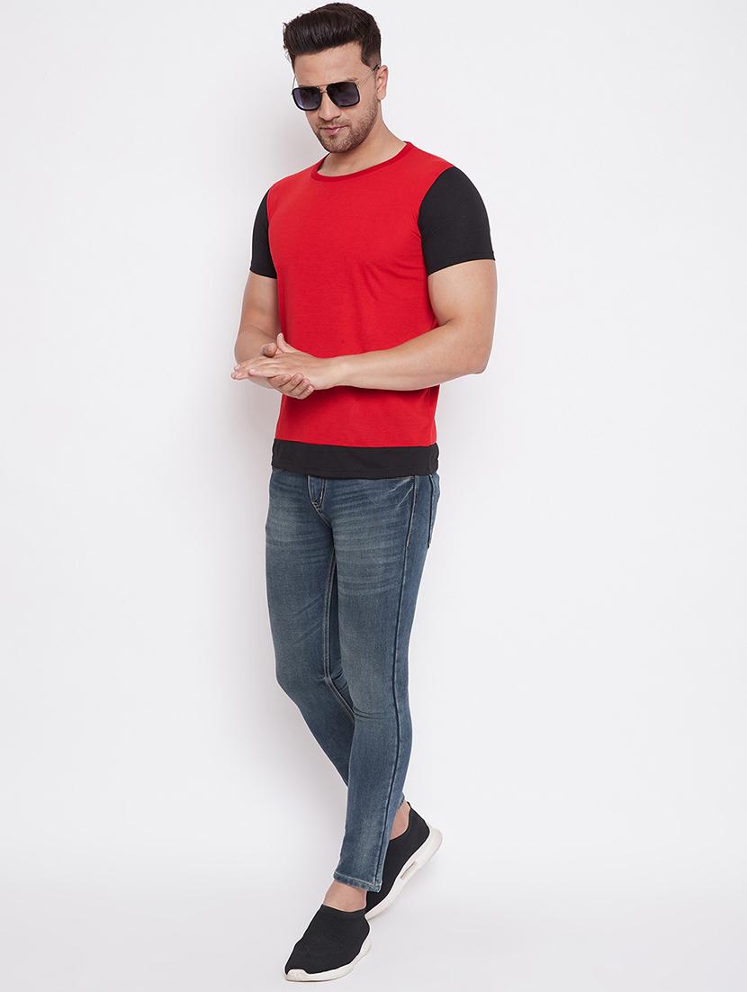 red color block cut & sew t-shirt - 17669502 - Zoom Image - 4