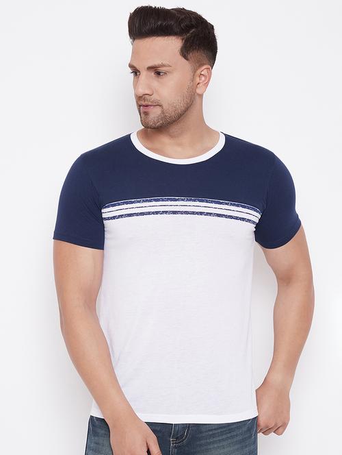 white color block cut & sew t-shirt - 17669504 - Standard Image - 1