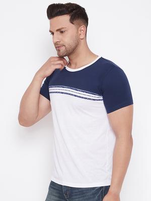 white color block cut & sew t-shirt - 17669504 - Standard Image - 2