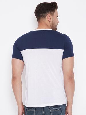white color block cut & sew t-shirt - 17669504 - Standard Image - 3