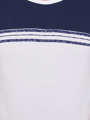 white color block cut & sew t-shirt - 17669504 - Standard Image - 5