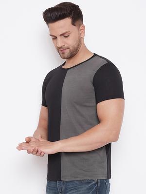grey color block cut & sew t-shirt - 17669505 - Standard Image - 2