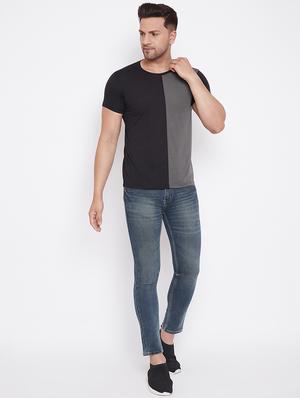 grey color block cut & sew t-shirt - 17669505 - Standard Image - 4