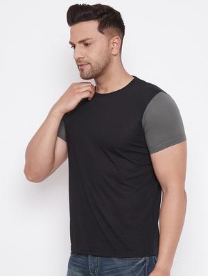 black color block cut & sew t-shirt - 17669506 - Standard Image - 2