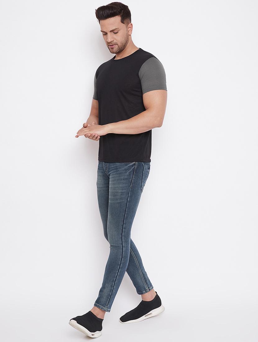 black color block cut & sew t-shirt - 17669506 - Zoom Image - 4