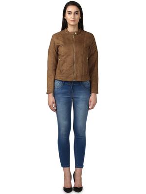 brown polyester casual blazer - 17669611 - Standard Image - 4