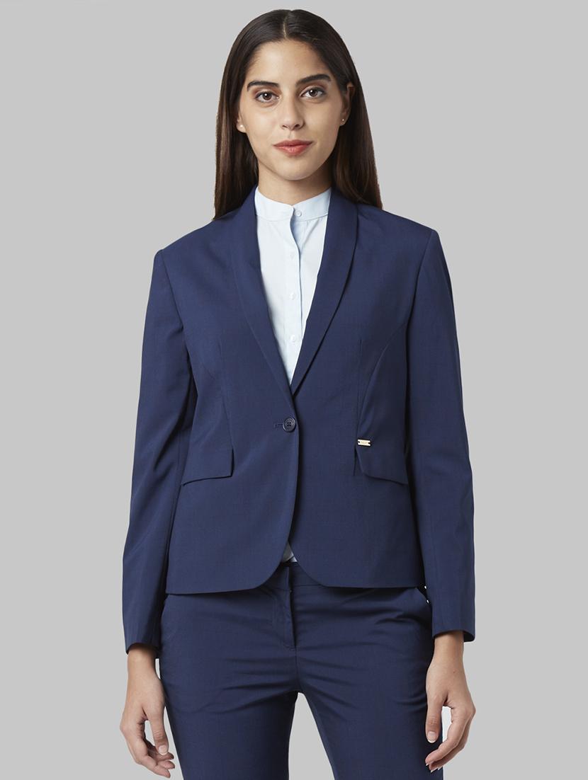 blue polyester casual blazer - 17669612 - Zoom Image - 1