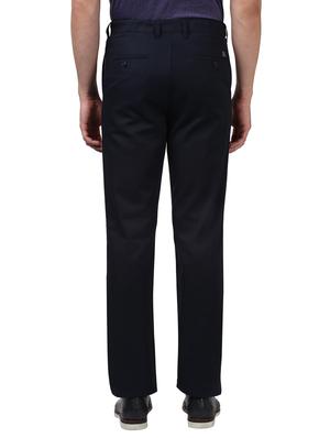 black solid flat front casual trouser - 17669641 - Standard Image - 3