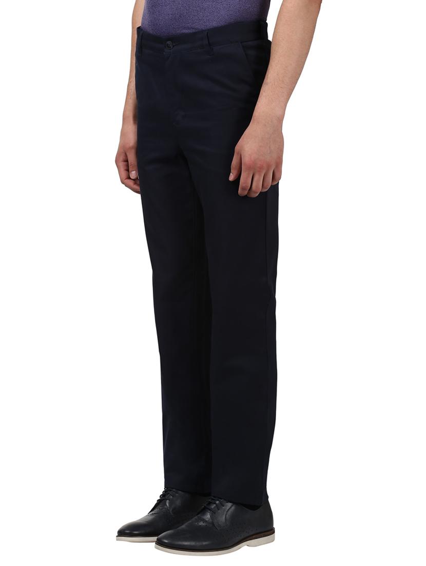 black solid flat front casual trouser - 17669641 - Zoom Image - 2
