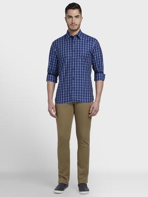 olive green textured flat front casual trouser - 17669642 - Standard Image - 4
