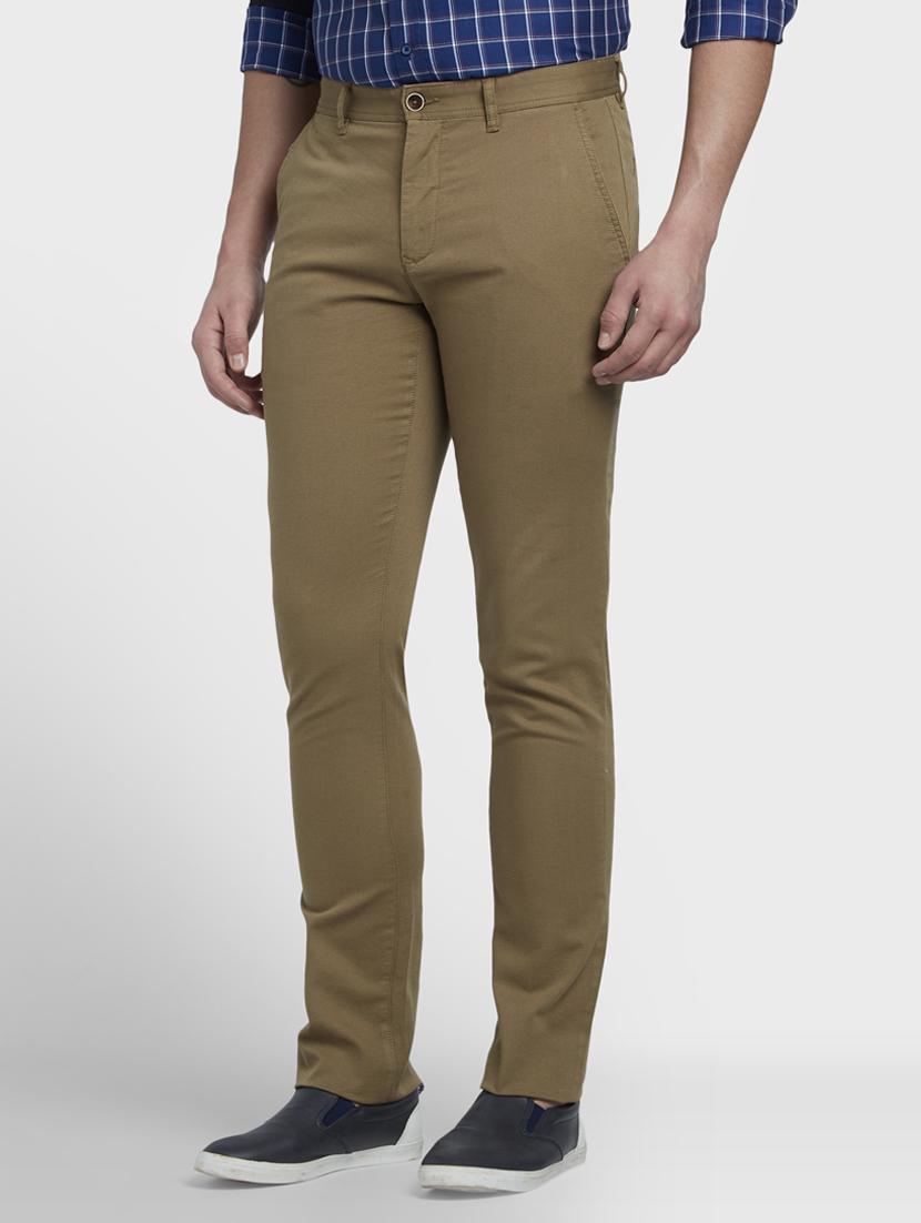 olive green textured flat front casual trouser - 17669642 - Zoom Image - 2