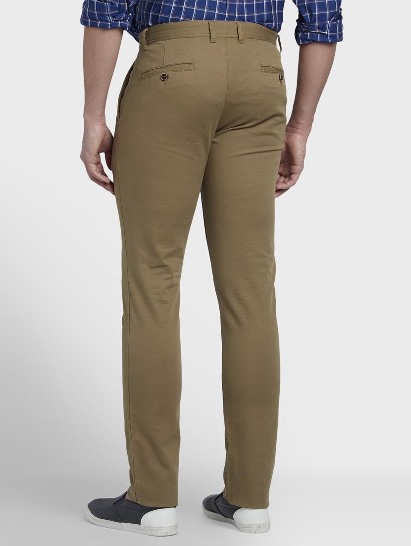 olive green textured flat front casual trouser - 17669642 - Zoom Image - 3