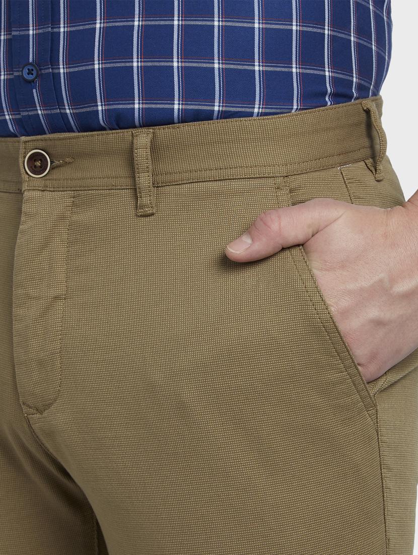 olive green textured flat front casual trouser - 17669642 - Zoom Image - 5