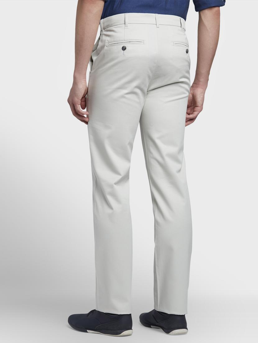 grey solid flat front casual trouser - 17669644 - Zoom Image - 3
