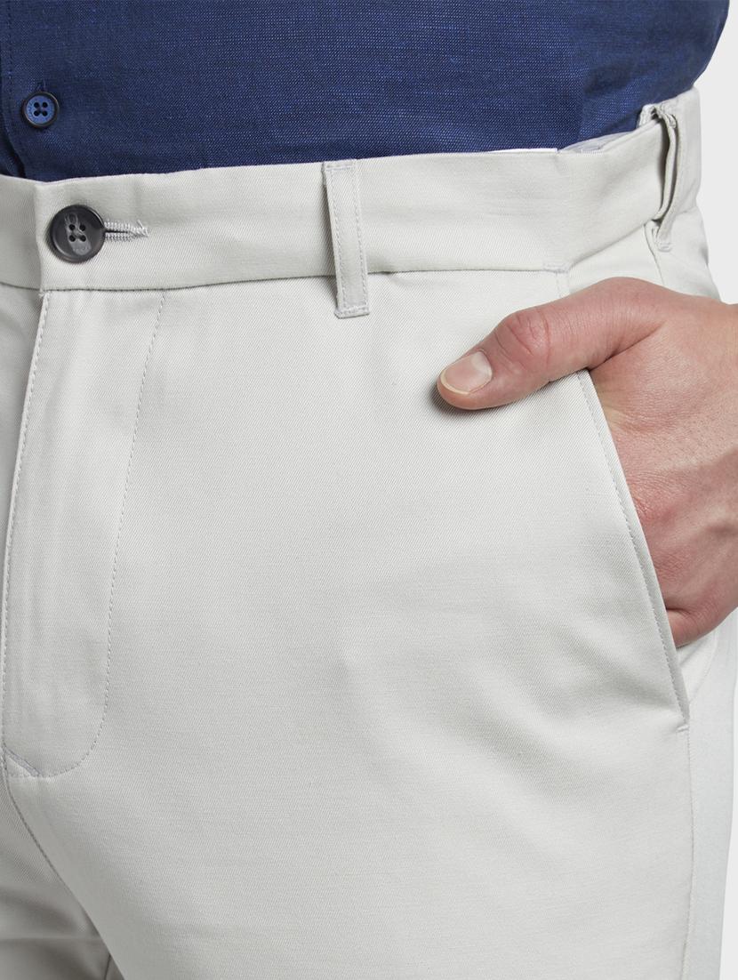 grey solid flat front casual trouser - 17669644 - Zoom Image - 5