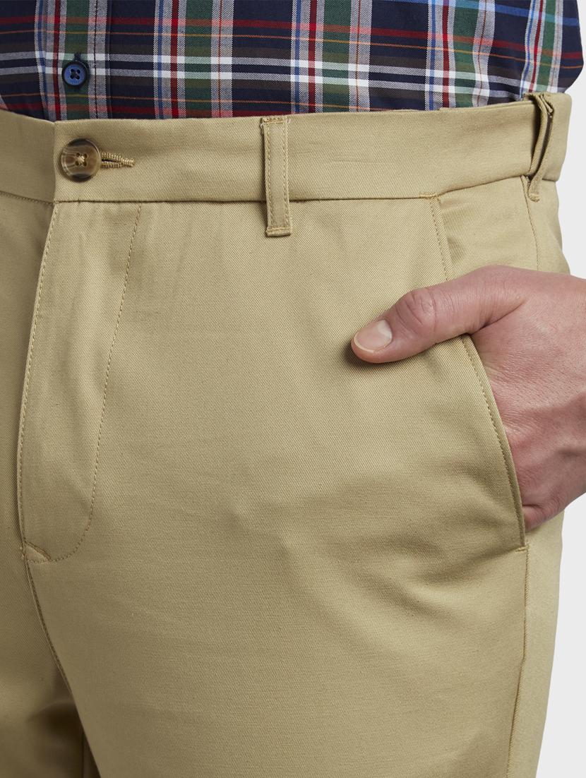 khaki solid flat front casual trouser - 17669645 - Zoom Image - 5