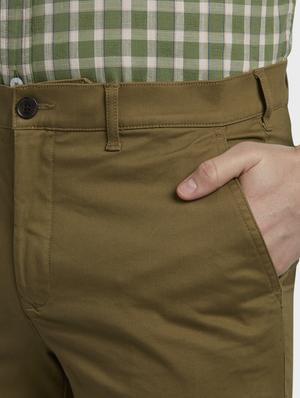 khaki solid flat front casual trouser - 17669653 - Standard Image - 5