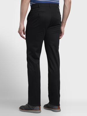 black solid flat front casual trouser - 17669654 - Standard Image - 3