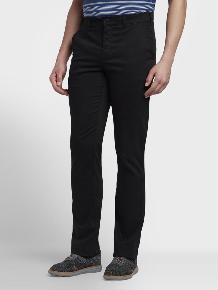 black solid flat front casual trouser - 17669654 - Zoom Image - 2