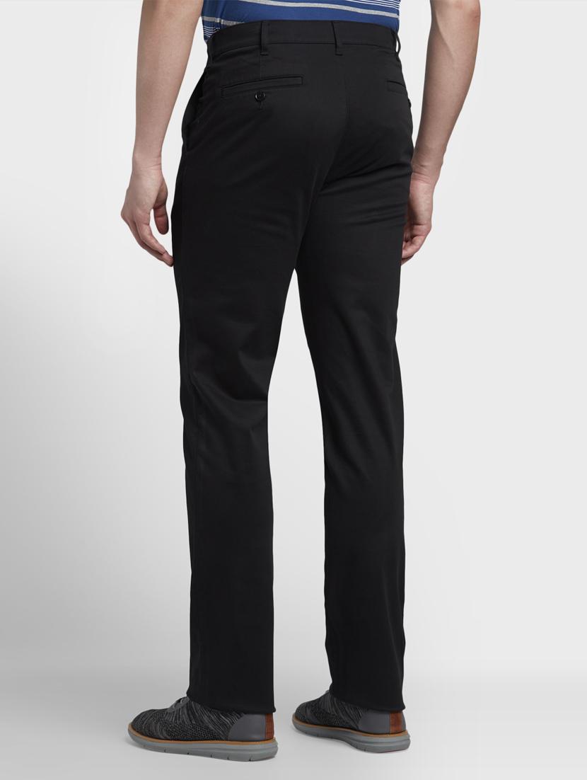 black solid flat front casual trouser - 17669654 - Zoom Image - 3