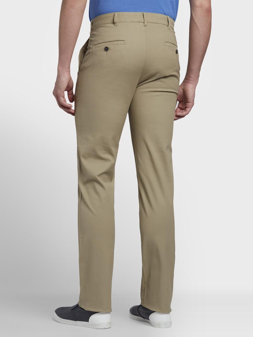 beige solid flat front casual trouser - 17669657 - Zoom Image - 3