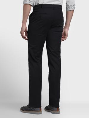 black solid flat front casual trouser - 17669658 - Standard Image - 3