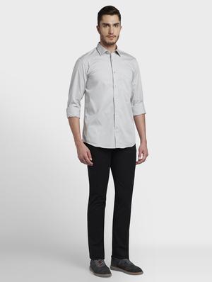 black solid flat front casual trouser - 17669658 - Standard Image - 4