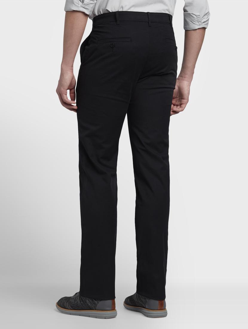 black solid flat front casual trouser - 17669658 - Zoom Image - 3