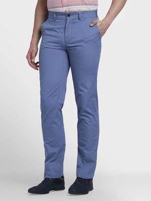 blue solid flat front casual trouser - 17669661 - Standard Image - 2