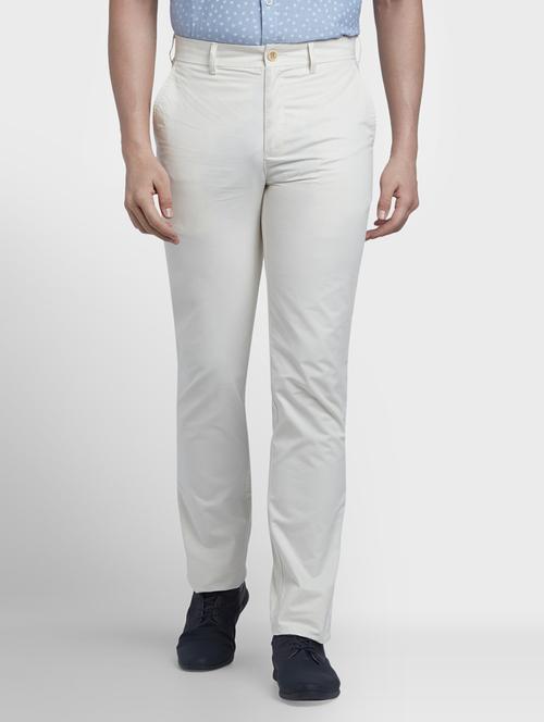 grey solid flat front casual trouser - 17669662 - Standard Image - 1