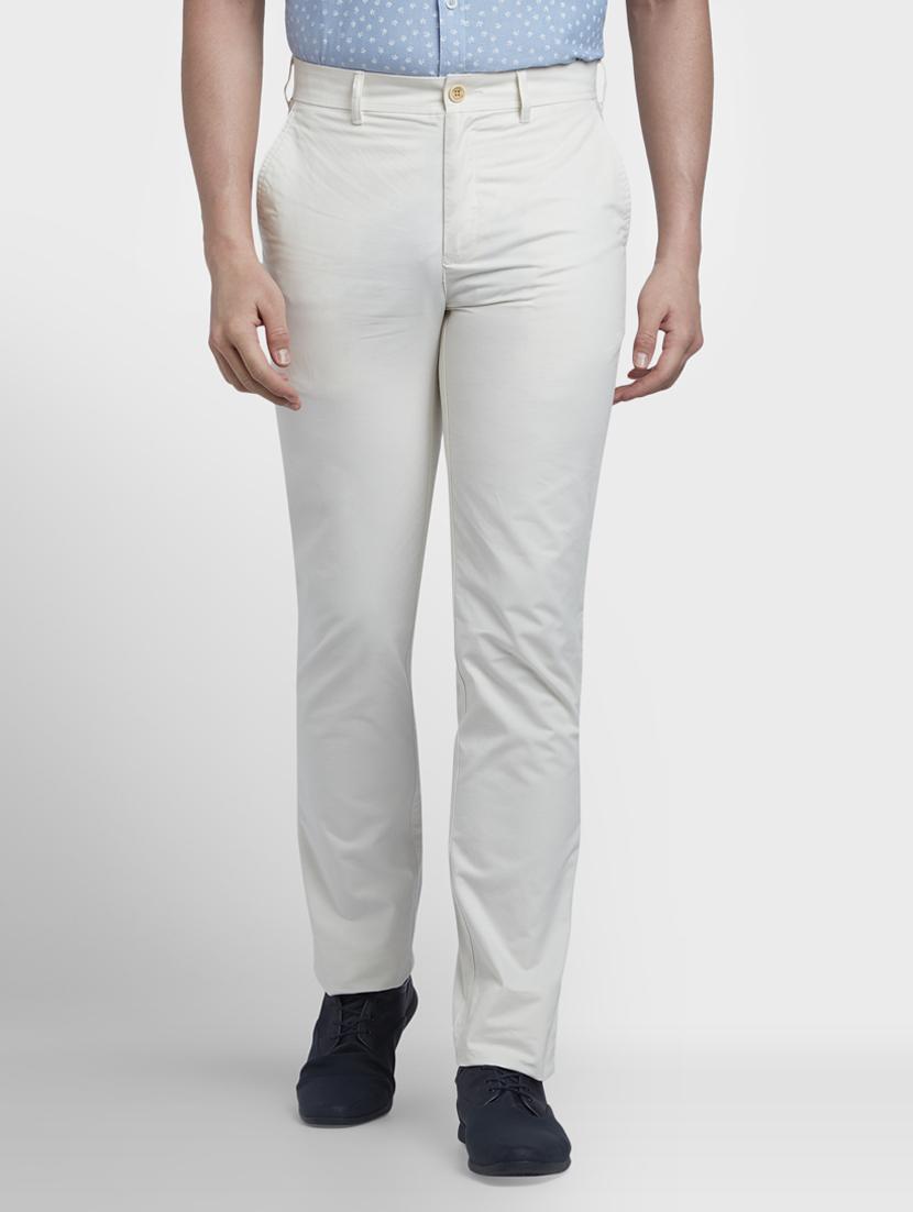 grey solid flat front casual trouser - 17669662 - Zoom Image - 1