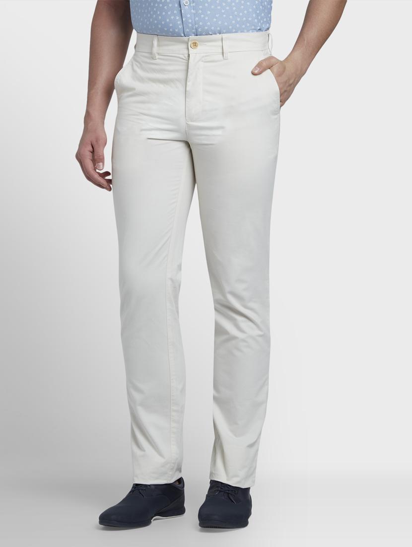 grey solid flat front casual trouser - 17669662 - Zoom Image - 2