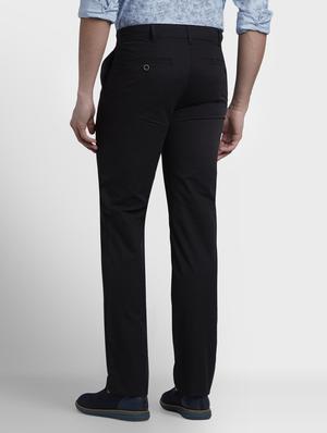 black solid flat front casual trouser - 17669664 - Standard Image - 3