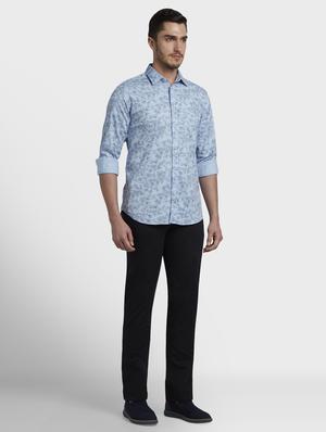 black solid flat front casual trouser - 17669664 - Standard Image - 4