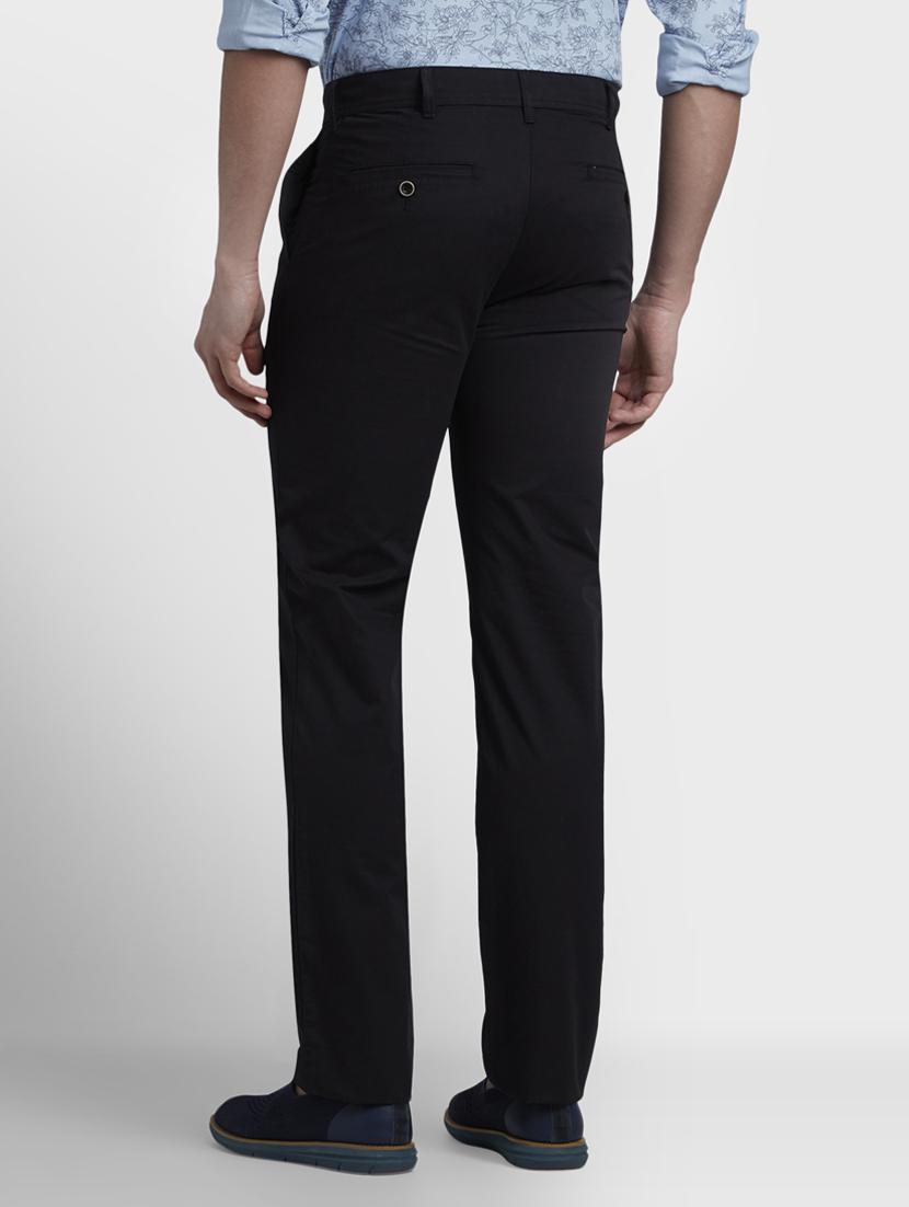 black solid flat front casual trouser - 17669664 - Zoom Image - 3