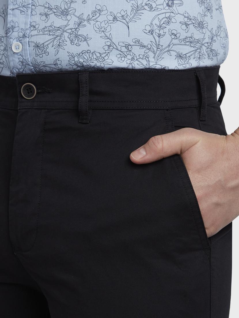 black solid flat front casual trouser - 17669664 - Zoom Image - 5
