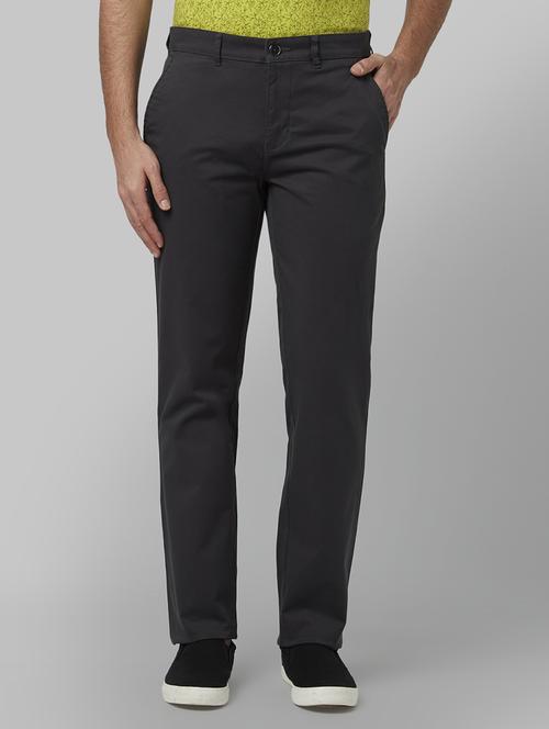 green solid flat front casual trouser - 17669674 - Standard Image - 1