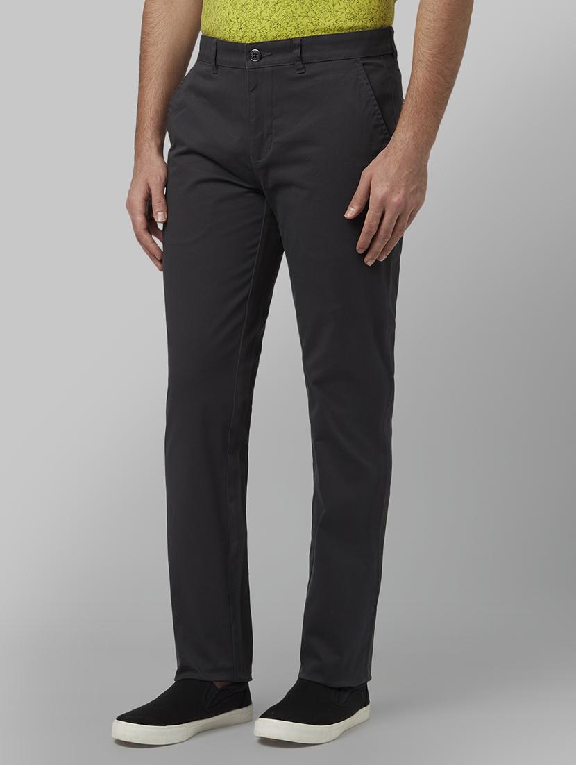 green solid flat front casual trouser - 17669674 - Zoom Image - 2