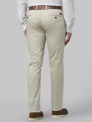 beige solid flat front casual trouser - 17669676 - Standard Image - 3