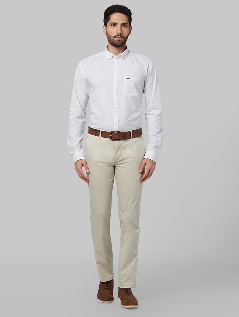 beige solid flat front casual trouser - 17669676 - Zoom Image - 4