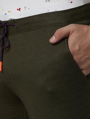 olive green solid flat front casual trouser - 17669677 - Standard Image - 5