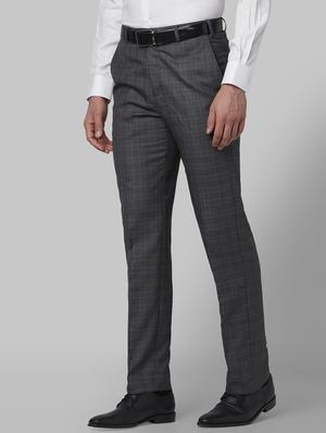 grey checkered flat front formal trouser - 17669682 - Standard Image - 2