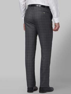 grey checkered flat front formal trouser - 17669682 - Standard Image - 3