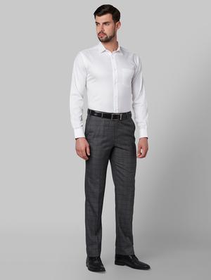 grey checkered flat front formal trouser - 17669682 - Standard Image - 4
