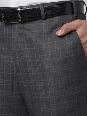 grey checkered flat front formal trouser - 17669682 - Standard Image - 5